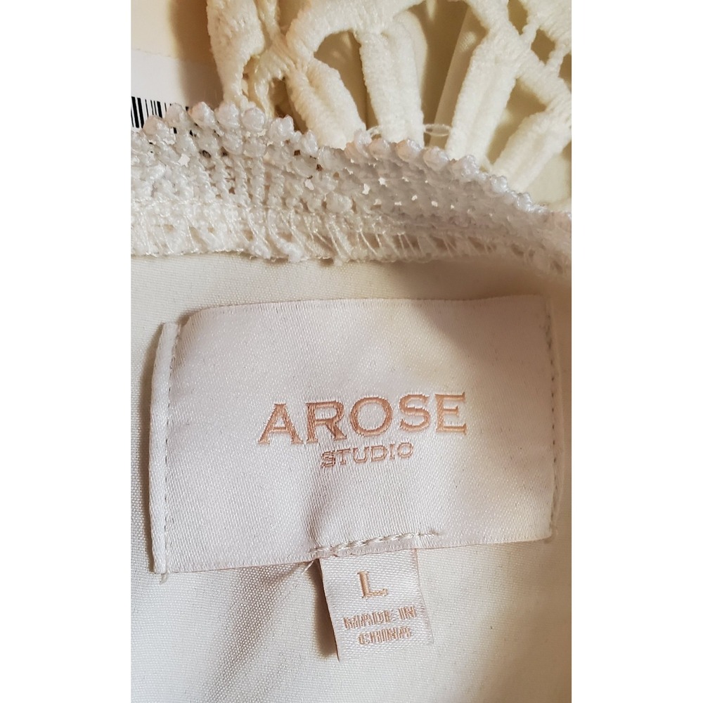 AROSE Studio Jules Dress L Cream NWT Stunning Pleat Crochet Style Lace/Line/Belt - Picture 12 of 16